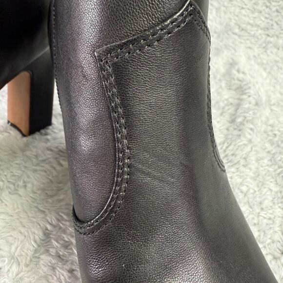 Franco Sarto Bayden Square Toe Ankle Boot Black Leather Heeled Bootie Women's 7 - Picture 3 of 8